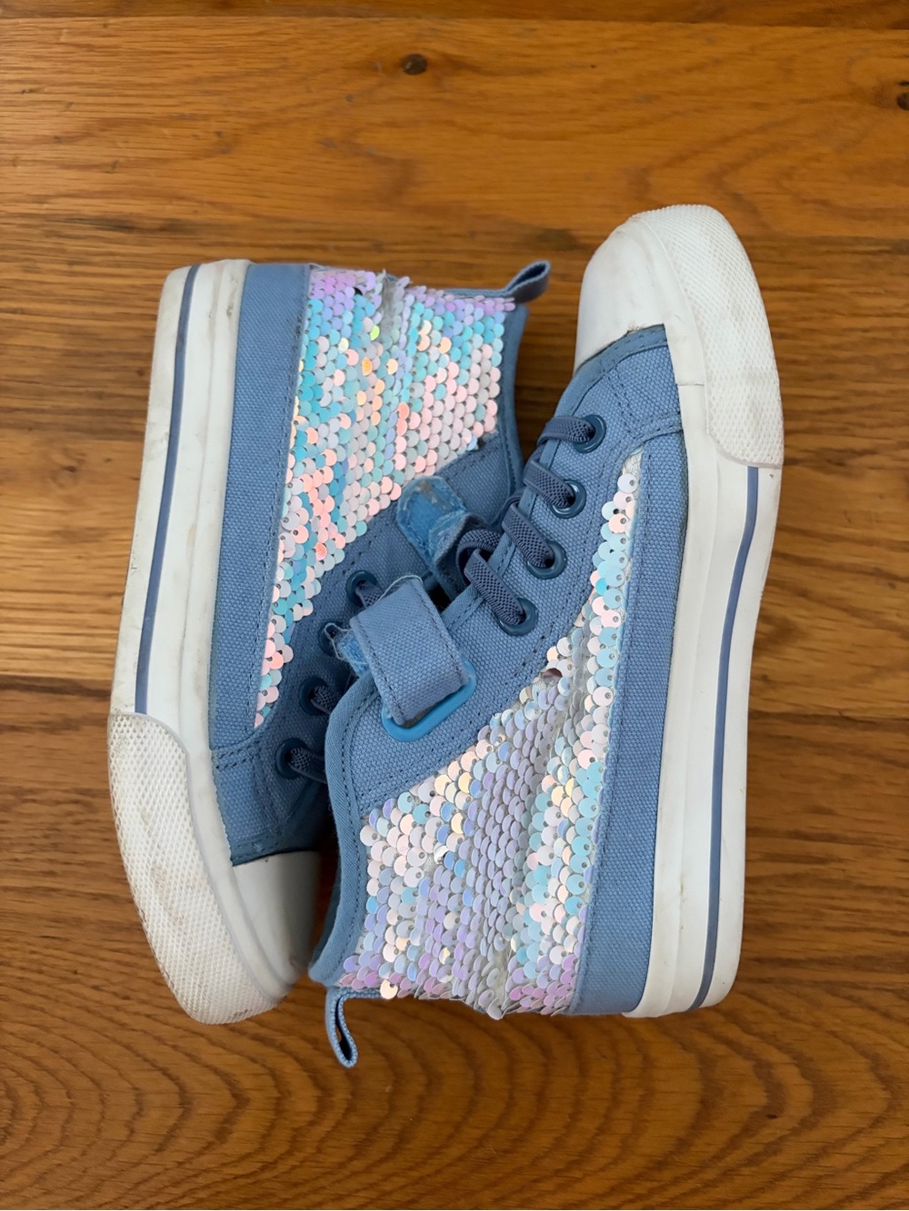 Kids Blue Sequin High-Top Sneakers